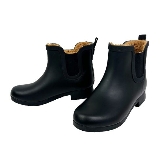 Chooka Delridge Chelsea Waterproof Rain Boots Fur Lined Ankle Bootie Black sz 7 - Picture 2 of 13